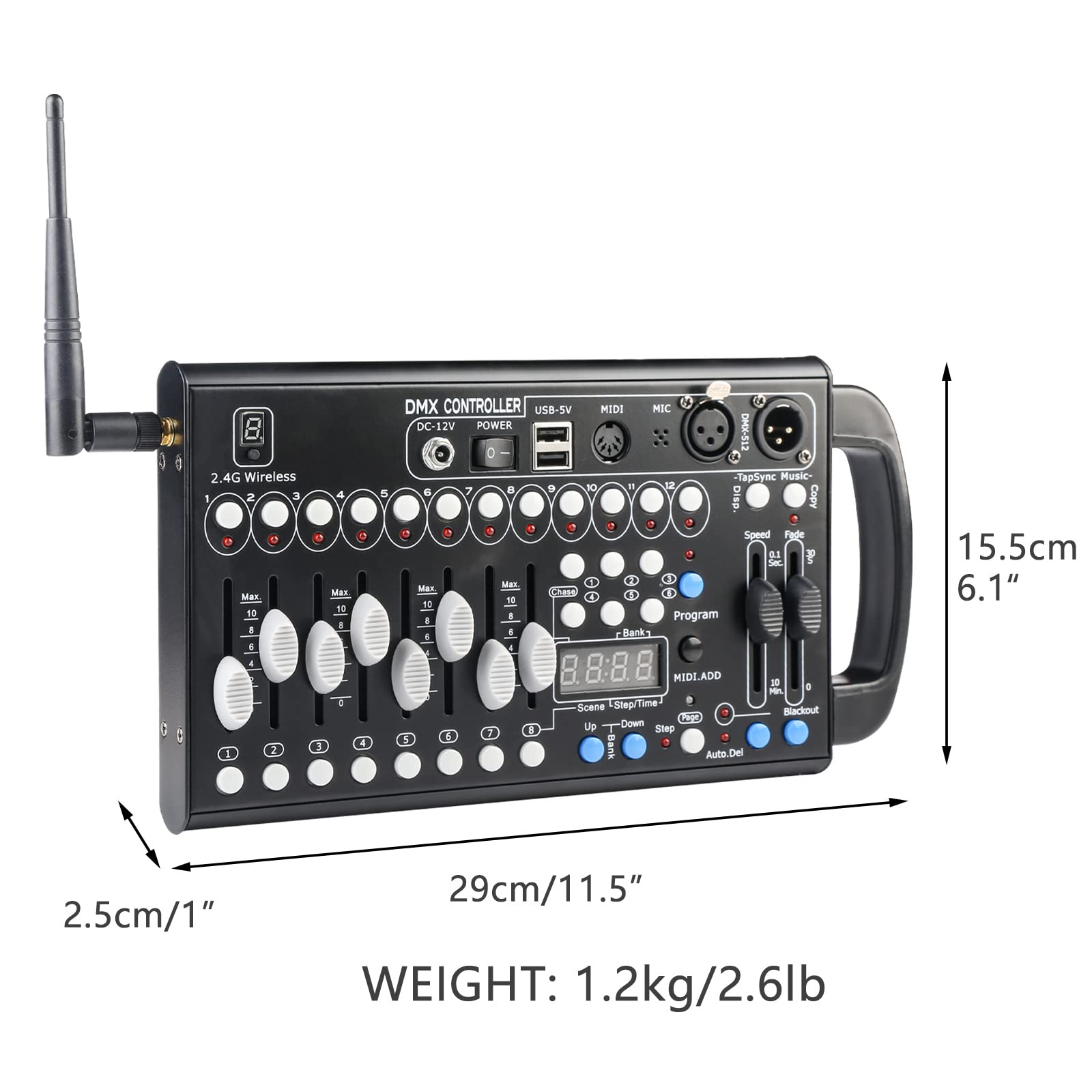 DMX Controller for DJ Lights, 192 Channel DMX Light Controller for Live House, DMX 512 Controller for Light Shows, DMX Controlle